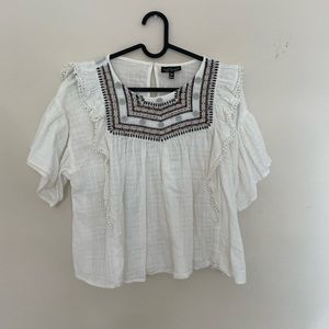 Topshop Embroided Detailed Blouse